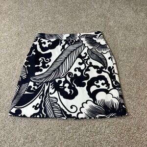 Milly of New‎ York Skirt Floral Blue White Print Cotton Blend Mini Size 6
